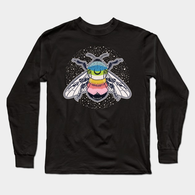 Queer Bee Proud LGBT Gay Pride Flag Long Sleeve T-Shirt by Psitta